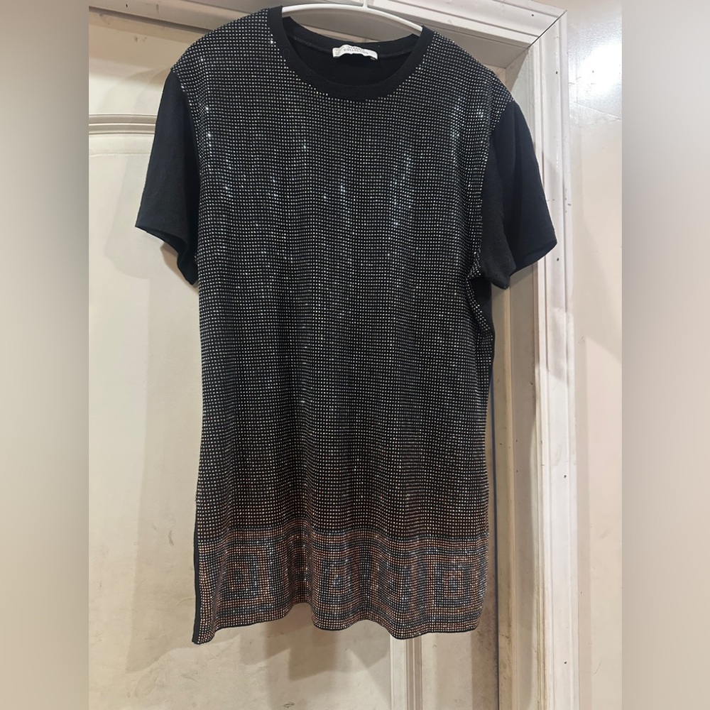Versace Black Tee With Silver Pattern - image 1